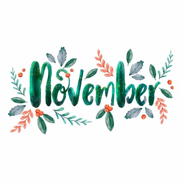 Watercolor november lettering