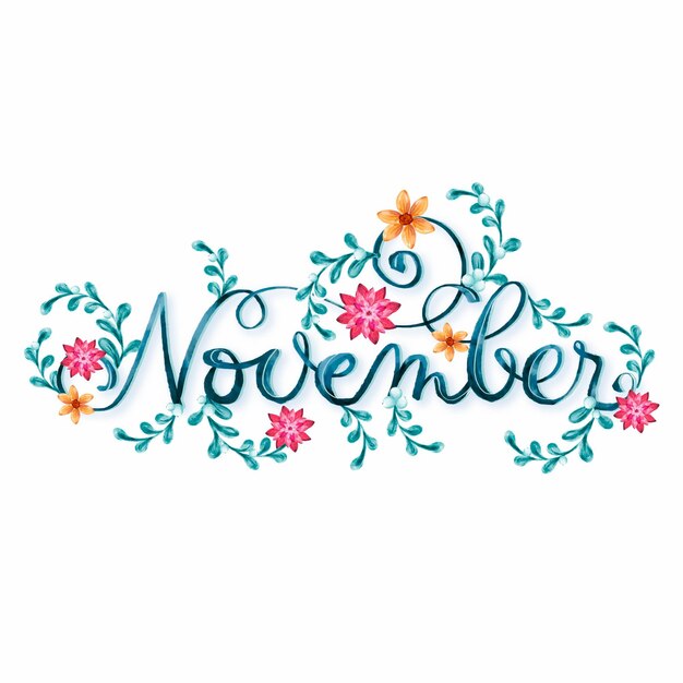 Watercolor november lettering