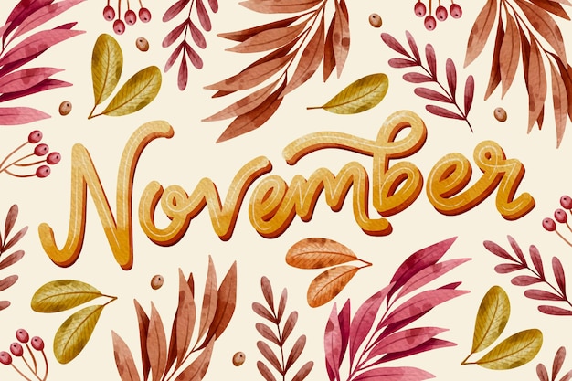 Free Vector watercolor november lettering