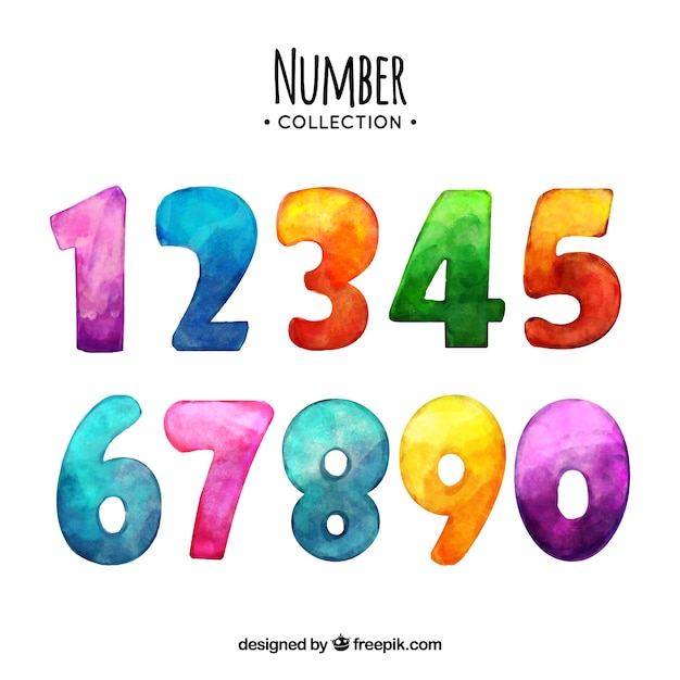 Free Vector watercolor number collection