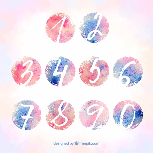 Watercolor number collection