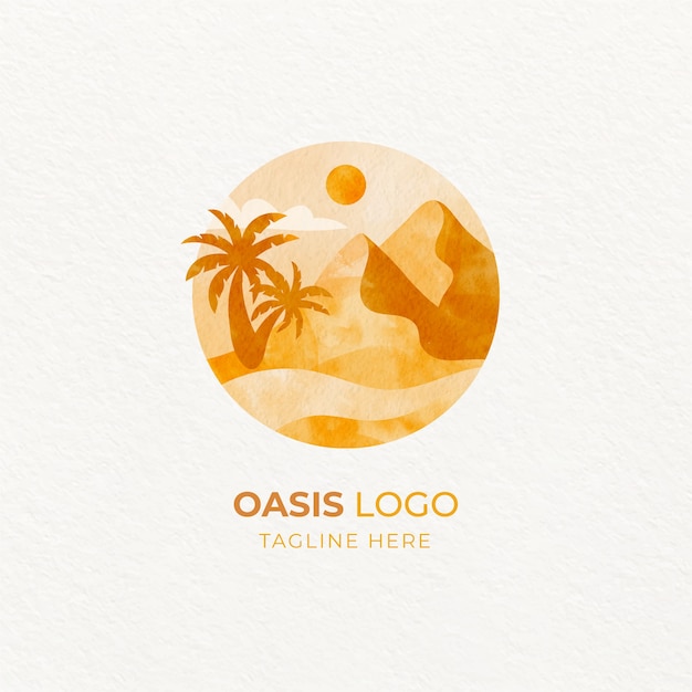 Watercolor oasis logo template