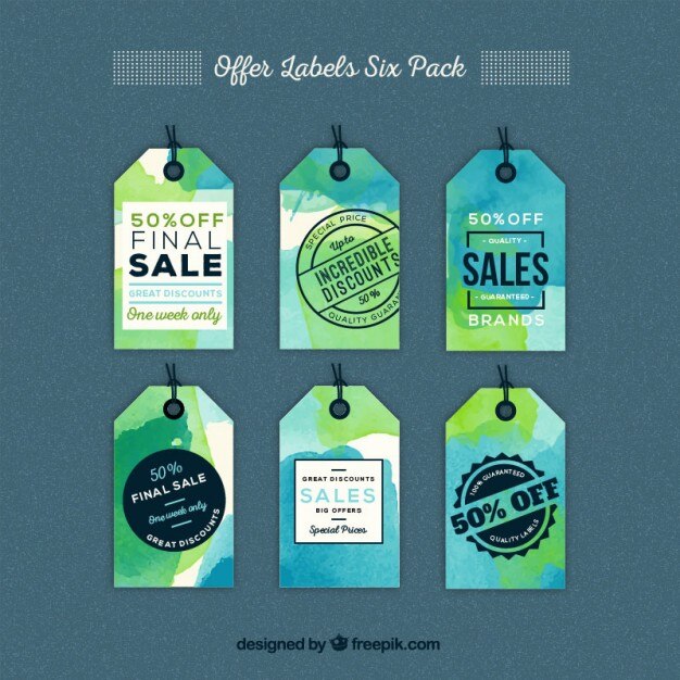 Watercolor offer labels pack