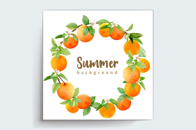 Free Vector watercolor orange fruit wreath border and frame design