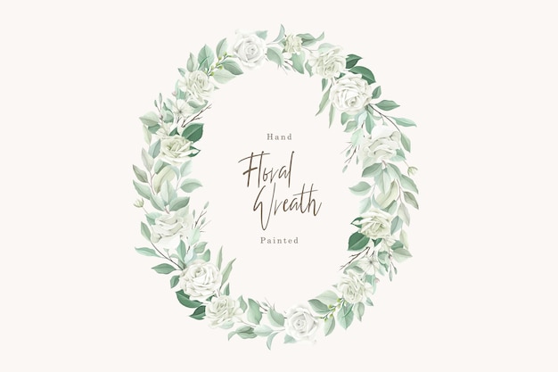 Free Vector watercolor ornament floral and leaves wreath design