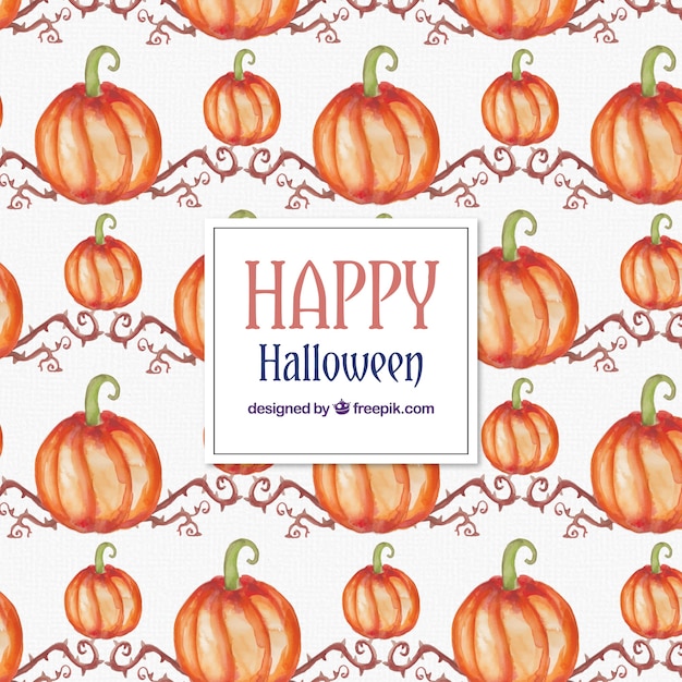 Free vector watercolor ornamental pumpkins pattern