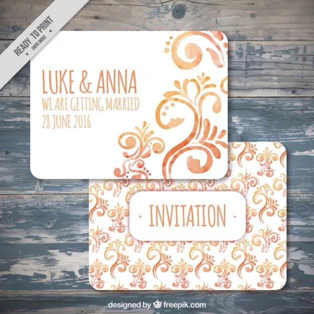 Free Vector watercolor ornamental wedding invitation