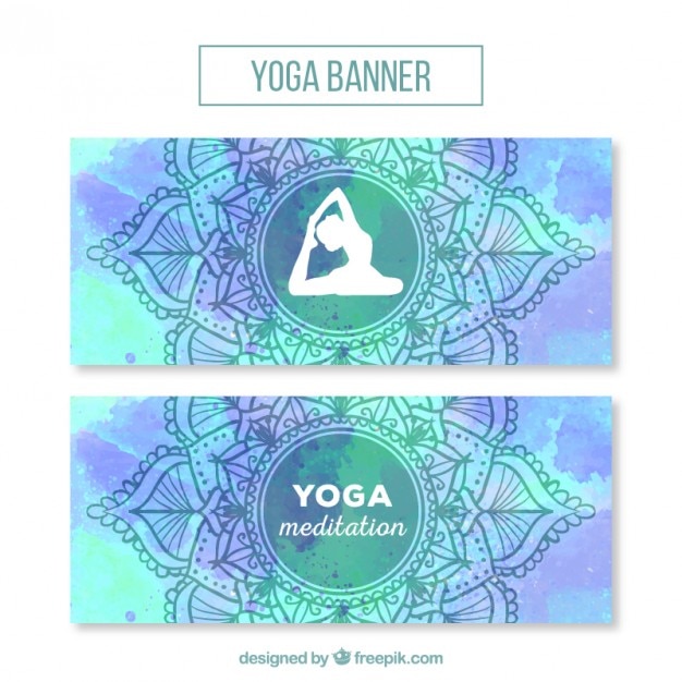 Free Vector watercolor ornamental yoga banners