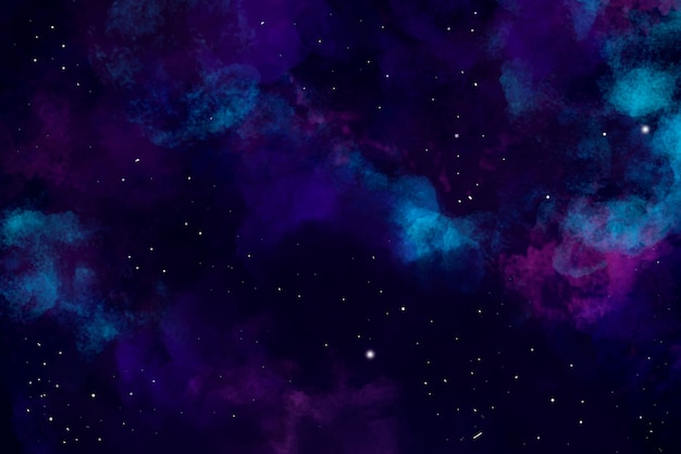 Watercolor outer space blue and purple background