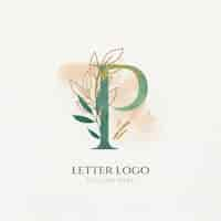 Free vector watercolor p letter logo template