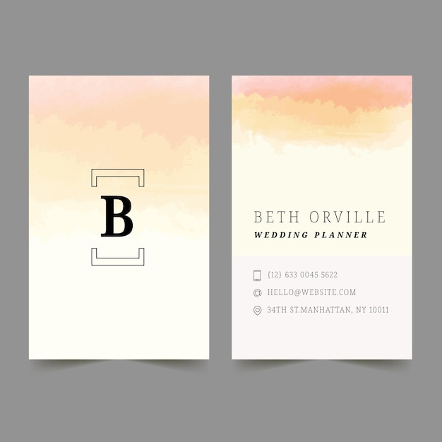 Watercolor paint-dipped business card template