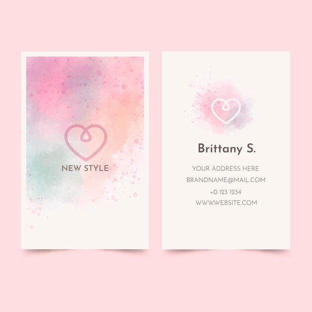 Watercolor paint-dipped business card template