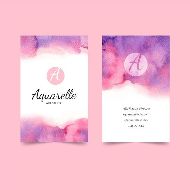 Watercolor paint-dipped business card template