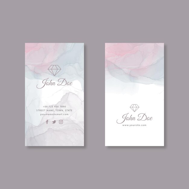 Watercolor paint-dipped business card template