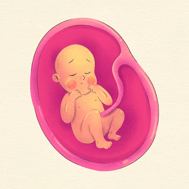 Free Vector watercolor painted fetus illustration