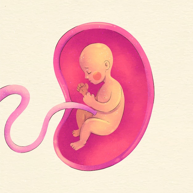 Free Vector watercolor painted fetus illustration