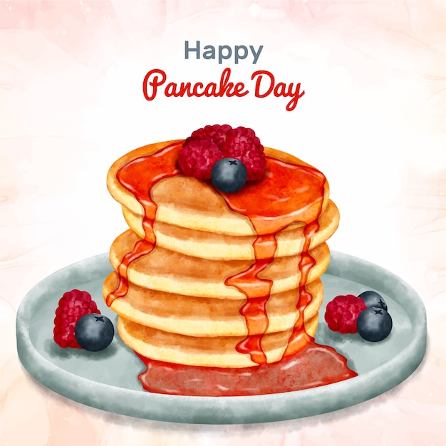 Free Vector watercolor pancake day illustration