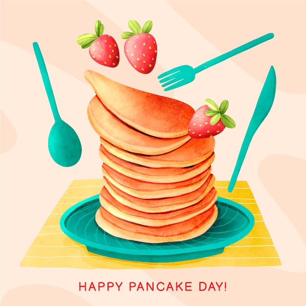 Free Vector watercolor pancake day illustration