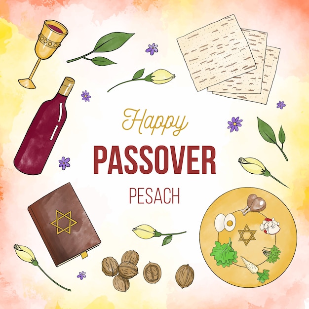 Free Vector watercolor passover event illustrated