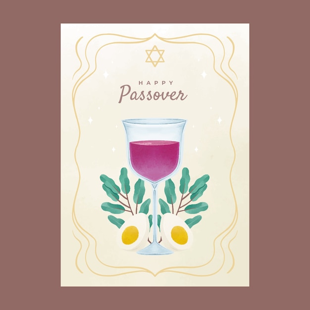 Free Vector watercolor passover greeting card template