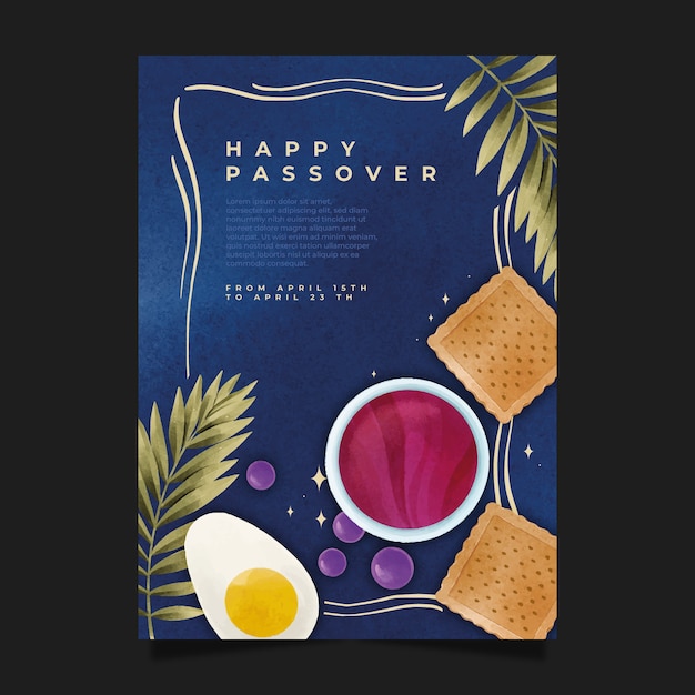 Watercolor passover greeting card template