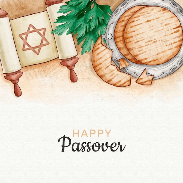 Free Vector watercolor passover (pesach) concept