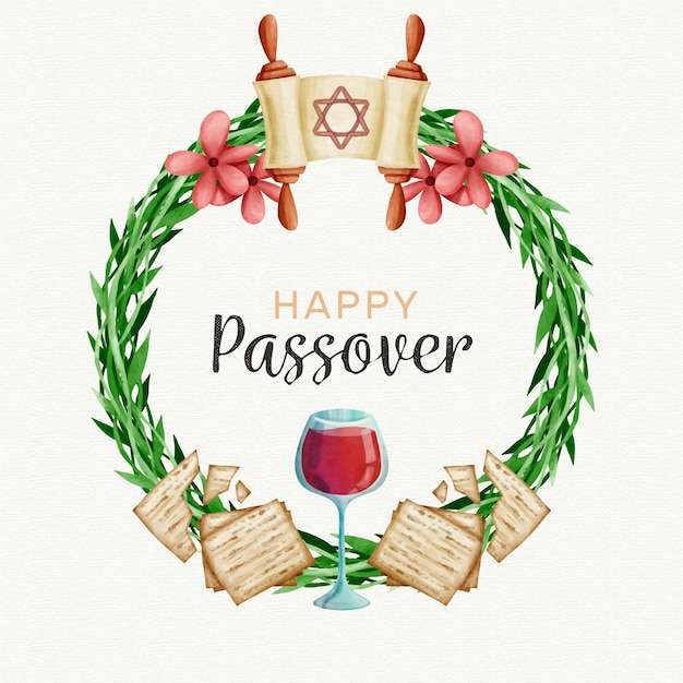 Free vector watercolor passover (pesach) concept