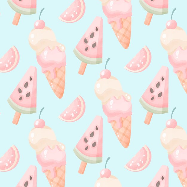 Watercolor pastel pattern design for summer season