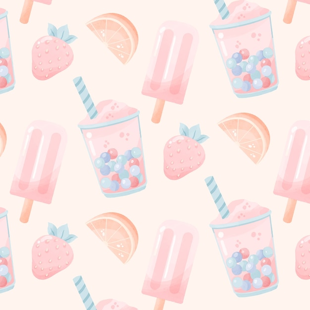 Watercolor pastel pattern design for summer season