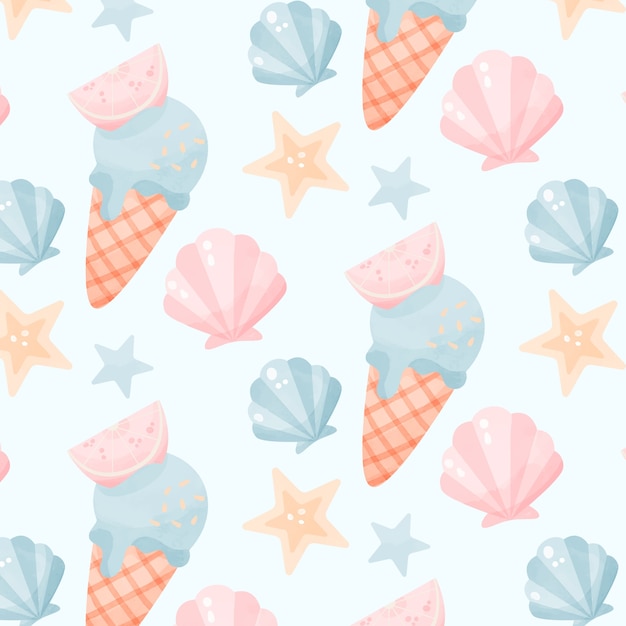 Watercolor pastel pattern design for summer season