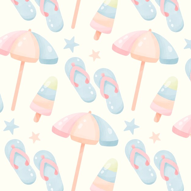 Watercolor pastel pattern design for summer season