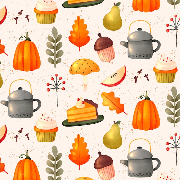 Free Vector watercolor pattern design for fall season celebration