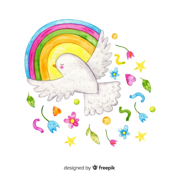 Free Vector watercolor peace day background with dove