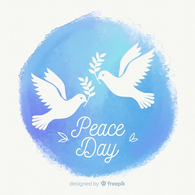 Watercolor peace day composition with lovely dove