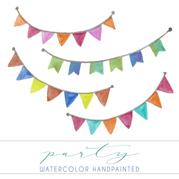 Watercolor pennants collection