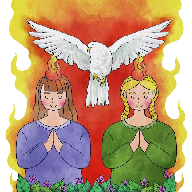 Free Vector watercolor pentecost illustration