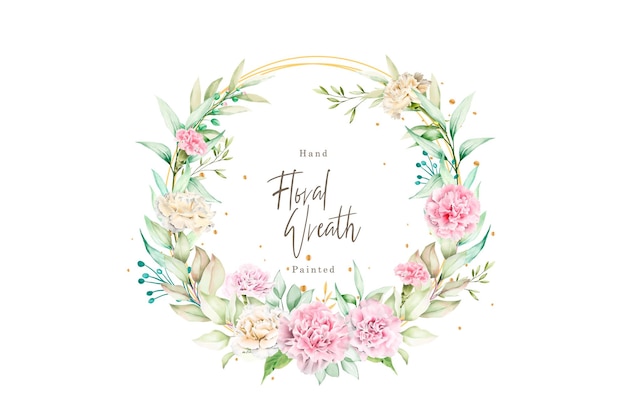 Free vector watercolor peonies floral wreath illustration