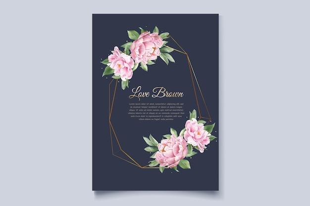 watercolor peonies invitation card  