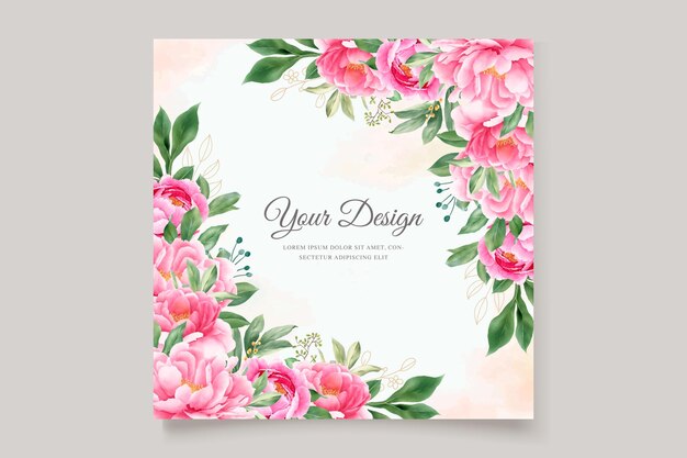 watercolor peonies wedding invitation card set