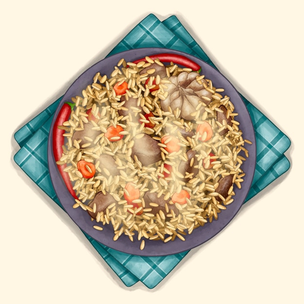 Watercolor  pilaf illustration