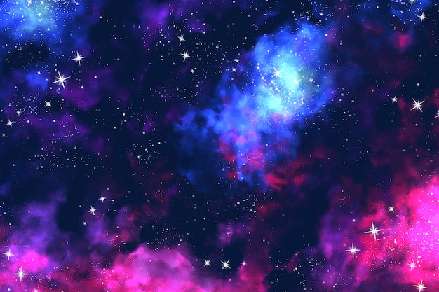 Free Vector watercolor pink and blue galaxy background