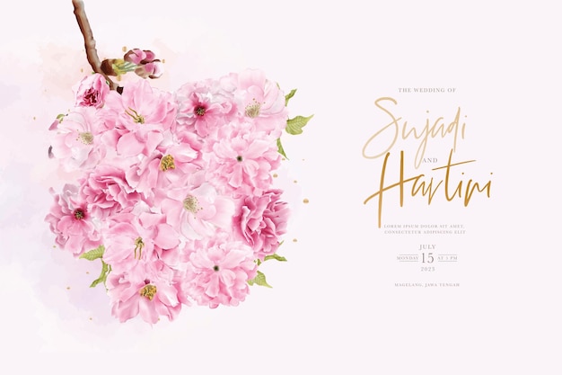 watercolor pink cherry blossom background design