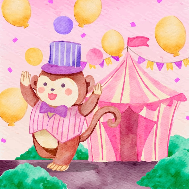 Free Vector watercolor pink circus illustration