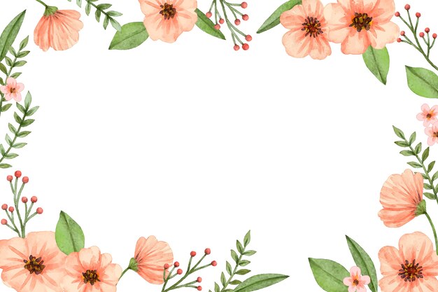 Watercolor pink flowers background