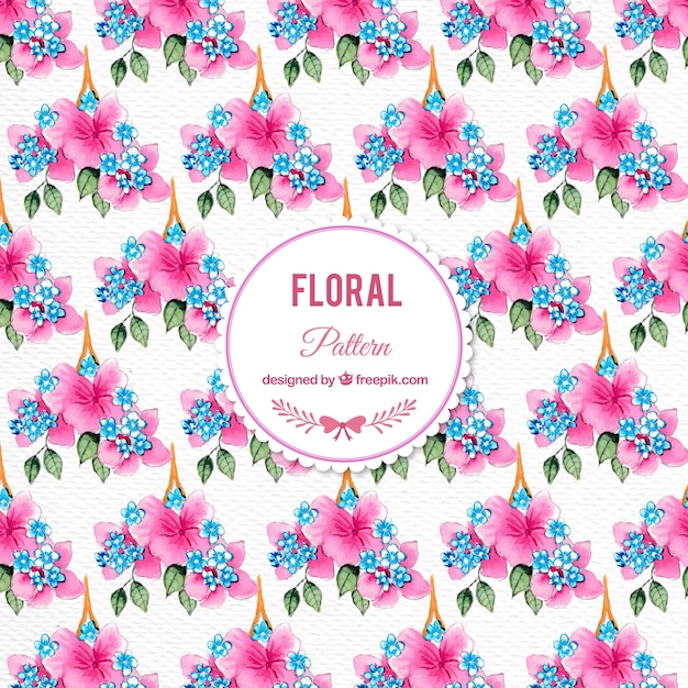 Watercolor pink flowers pattern