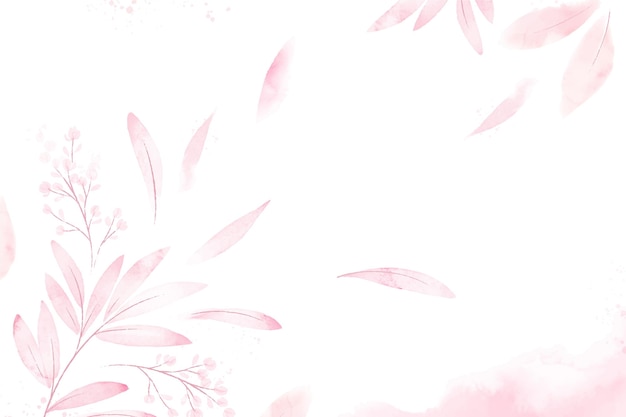 Watercolor pink leaves background