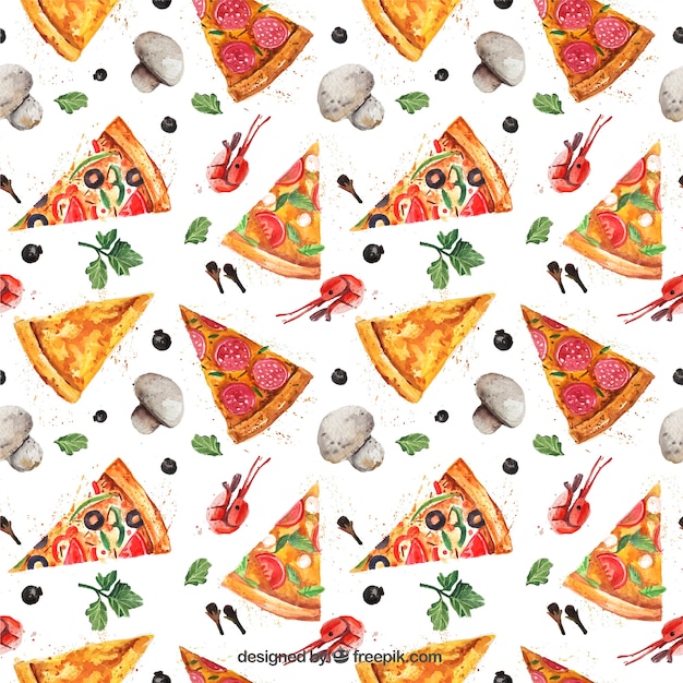 Watercolor pizza pattern