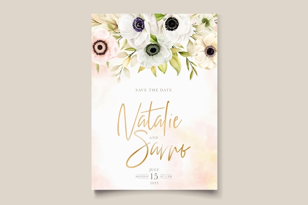 Watercolor poppy anemone invitation card