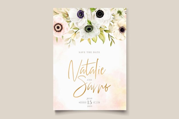 Watercolor poppy anemone invitation card