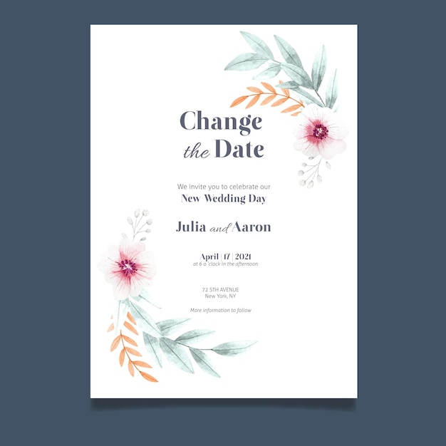 Watercolor postponed wedding card